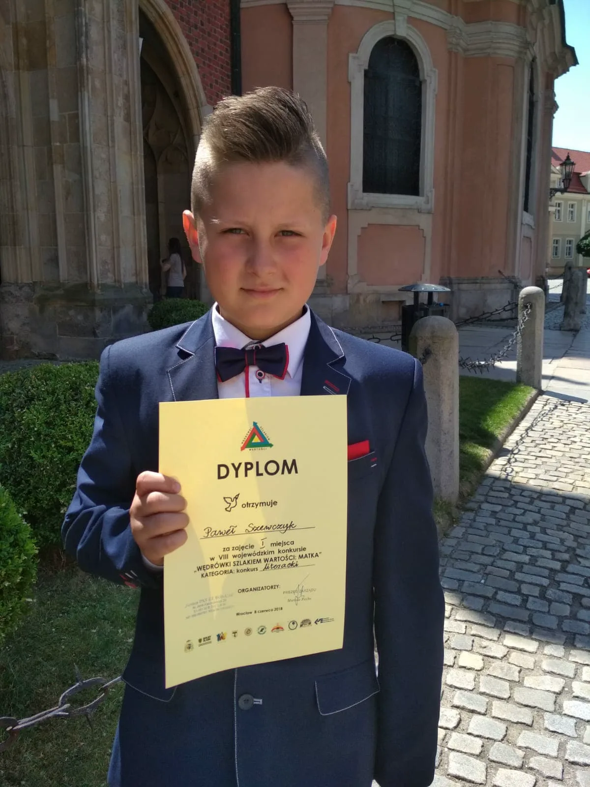 Sukces  Pawła Szewczyka w wojewódzkim konkursie ,,Wędrówki szlakiem wartości”