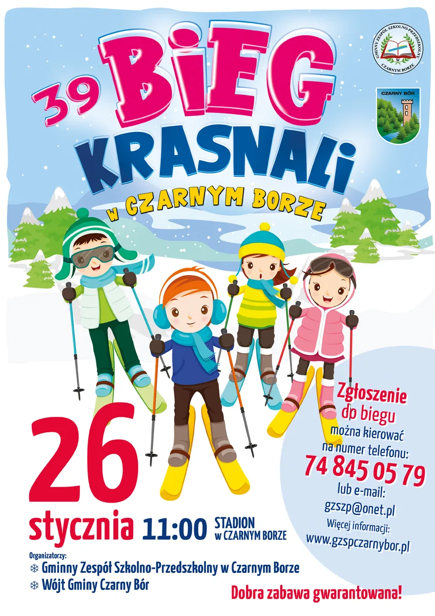 ZAPRASZAMY NA XXXIX NARCIARSKI BIEG KRASNALI CZARNY BÓR           26 – 01 – 2019
