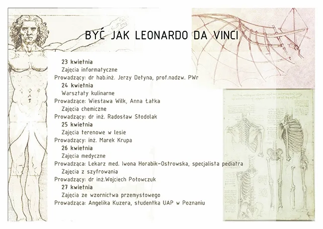 Zapraszamy na Szkolne Dni Nauki Być jak Leonardo da Vinci