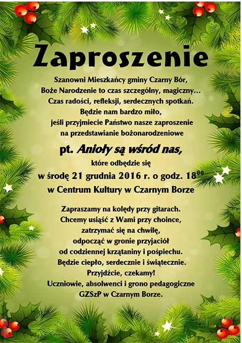 Zapraszamy na przedstawienie bożonarodzeniowe pt. "Anioły są wsród nas"
