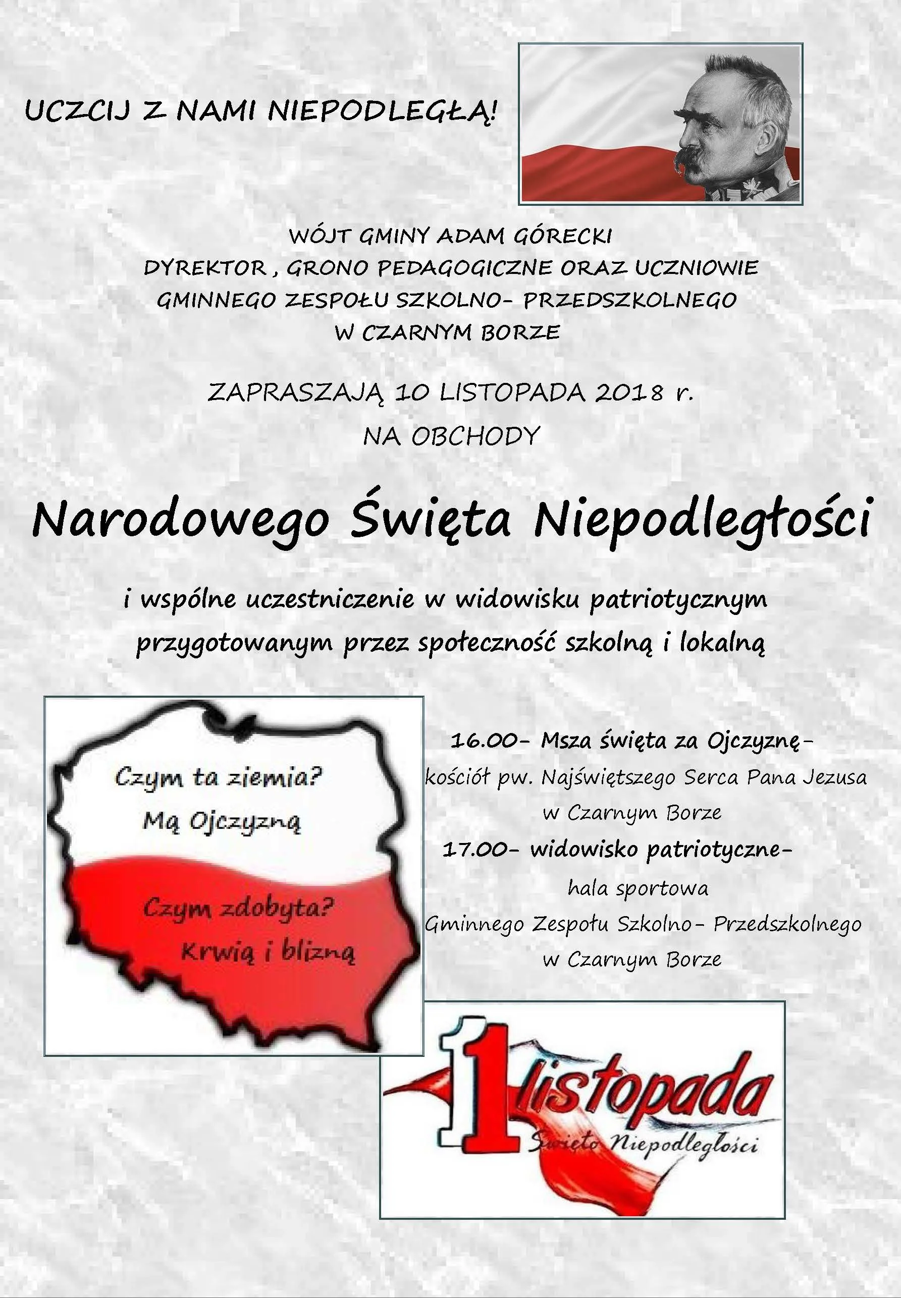 ZAPRASZAMY NA OBCHODY NARODOWEGO ŚWIĘTA NIEPODLEGŁOŚCI